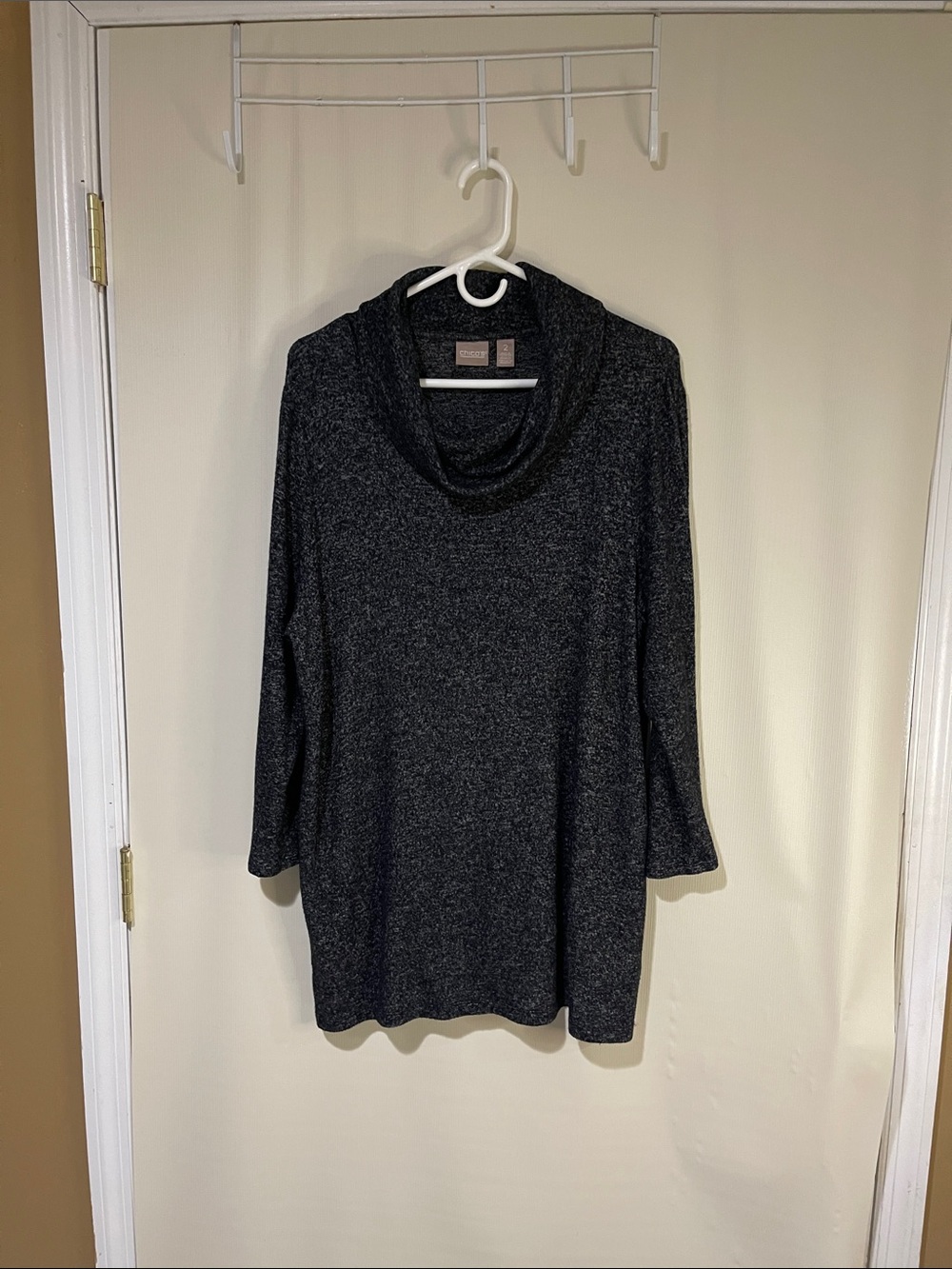 Chico's Dark Charcoal Cowl Neck Sweater Size 2/ Large Like New Condition